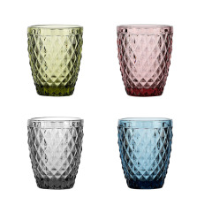 Wholesale glassware Colored Goblet wine glasses Water Glass Pressed Blue Glass Goblets